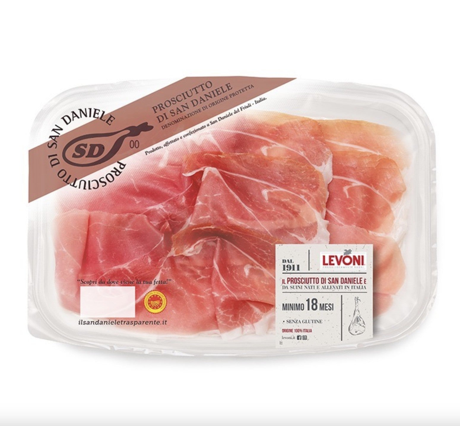 Levoni PDO Prosciutto San Daniele Sliced - 70g