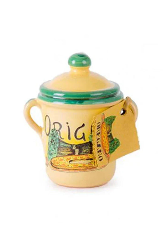 Dried Oregano in Hand-Painted Ceramic Jar