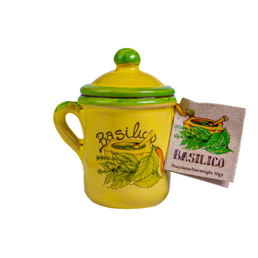 Dried Basil in Hand-Painted Ceramic Jar - 10g
