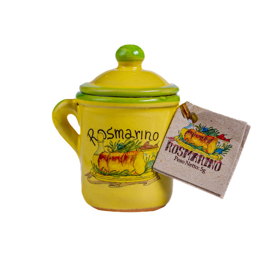 Dried Rosemary in Hand Painted Ceramic Jar - 10g